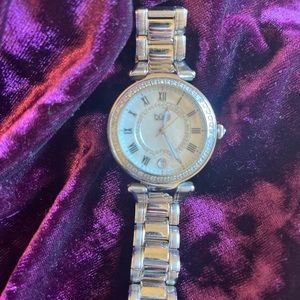 Brand New Burgi woman’s Quartz Swarovski crystal stainless steel two tone watch
